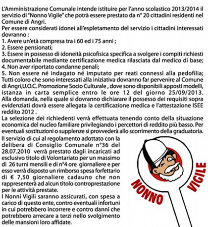 il manifesto di nonno vigile ad Angri